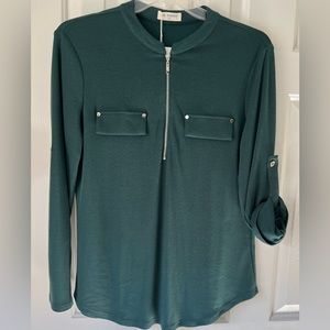 Bulotus Women's Tab Sleeve Zip Front V Neck Shirts Tunic Tops for Women …